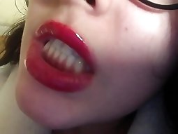 Sexy red glossy lips