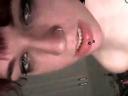 Pierced and tied up sex slave tasting piss