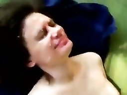 Cumming on cute girlfriend's face 3