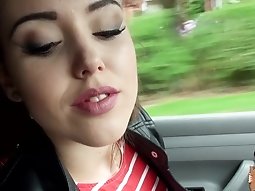 Zoe Doll masturbates inside the car